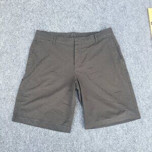 Nike Golf Shorts Men's 34 Grizzly Black Woven Striped Standard Fit Stretch Chino